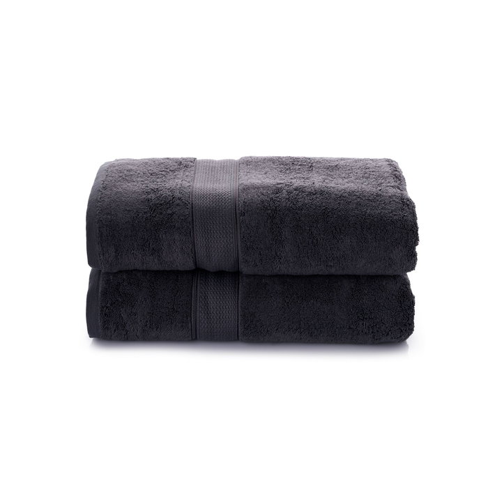 Mijolnir Juego de toallas de baño de algodón modal, 2 piezas, Negro Mijolnir Juego de toallas de baño de algodón modal, 2 piezas, Negro